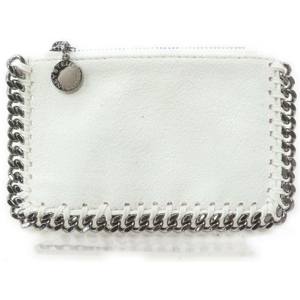 Stella McCartney White Faux-Leather Chain Trim Card Wallet